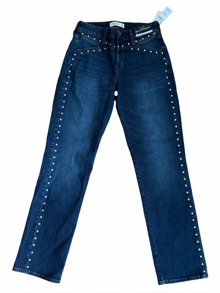 Abercrombie And Fitch Curve Love 90’s Straight Mid-Rise Studded Jeans